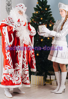 Костюмы Деда Мороза и Снегурочки -  Комплект «Снежный»